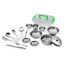 17 Pieces Mini Stainless Steel Cookware Playset for Children Party Toy Kids