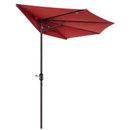 9FT Outdoor Half Patio Umbrella - Balcony Furniture, Red