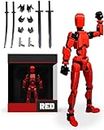 VOSTEVAS Titan 13 Action Figure, T13 Action Figure 3D Printed Multi-Jointed Movable with Full Articulation for Stop Motion Animation, for Action Figures Toys Gifts Game Gifts (Black Red)