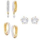 ZENEME American Diamond Gold plated Earrings Set For Women & Girls - Pack Of 3 (Design_02)