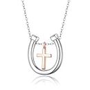 TALYKONG Horseshoe Necklace for Women Horse Cross Equestrian Jewelry Gifts for Girls