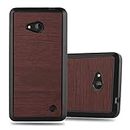 cadorabo Case works with Nokia Lumia 640 in WOODEN COFFEE - Shockproof and Scratch Resistant TPU Silicone Cover - Ultra Slim Protective Gel Shell Bumper Back Skin