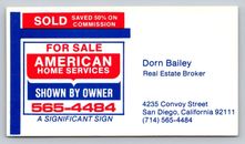 Tarjeta de visita vintage American Home Services Bailey San Diego California