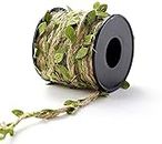 Just Flowers 10m Leaf Rope Natural Hessian Jute Twine Rope Burlap Ribbon for DIY Craft for Home Garden Wedding Decoration (Pack of 1)