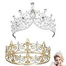 Eowppue 2PCS king crown Set for Men and Women - Crystal Tiara Crowns for Prom, Halloween, Wedding - Royal king crown, Princess Crown