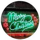Merry Christmas Tree Star Bell Display Home Décor Dual Color LED Enseigne Lumineuse Neon Sign Vert et rouge 400 x 300mm st6s43-j2038-gr