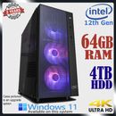 Intel 12th Gen Gaming PC 64GB RAM Computer 4TB Home & Office Desktop Core i7 upg