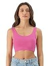 The Souled Store Rose Pink Bralette Top Women Lounge Bralette Lounge Bralette for Women Comfortable Bralettes Seamless Wire-Free Set Padded Soft Cup Sleep with Adjustable Straps Cotton Racerback