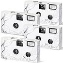 4 Pcs Disposable Camera Single Use Film Camera One Time Camera for Photography with Flash Color Film for Wedding, Anniversary, Travel, Camp, Party Supplies, Birthday Gift (Stylish Style)