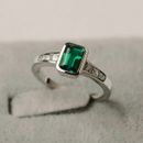 925 Sterling Silber Grün Smaragd Ring May Geburtsstein Jubiläum Ring für Damen
