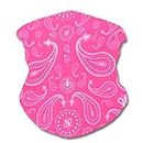 Lizzy Multi functional Head wear Bandana Face Cover | Unisex | One Size Fits Most | Face Cover Neck Tube Snood Scarf Reusable UK (Rouge Pink Paisley)