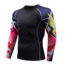 Men Sports Fitness Clothes Quick Dry Fitness Outdoor Running Flower Arm T-shirt