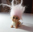 Troll - 2" Mini Crawling Baby Pink Hair White Diaper - Yellow Bib Russ - Shower