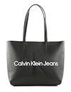 Calvin Klein Jeans Mujer Bolso Tote con Cremallera, Negro (Ck Black), Talla Única