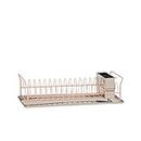 Plint Premium Dish Rack - Plate Drying Rack with Cutlery Holder & Drip Tray Stainless Steel Draining Dish Rack Drainer - Dish Draining Rack for Kitchen Counter - Small Dish Drainer Rose Color