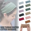 Elastic Cotton Wide Headband Turban Style Hairband for Women Girls Solid Colour