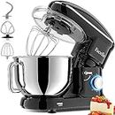 Stand Mixer, Facelle 660W Automatic and Intelligence Kitchen Electric Mixer, 6-Speed Control Tilt-Head Food Mixer with 360° Fast Mix Dough Hook/Whisk/Beater for Baking,Cakes,Cookie(6.5 QT Bowl,Black)
