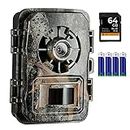 K&F Concept Trail Cameras 24MP 1296P, Game Camera with No Glow Night Vision, IP66 Waterproof Hunting Camera with 0.2s Trigger Motion Activated for Wildlife Monitoring, Free 64GB SD Card and Batteries