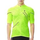 HIKENTURE Cycling Jersey Men, Quick Dry Bike Jersey, Breathable Short Sleeves Mens Bike Riding Shirt Running Top(Yellow L)