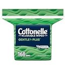 Cottonelle GentlePlus Flushable Wet Wipes with Aloe & Vitamin E, Adult Wet Wipes, 1 Refill Pack, 168 Total Wipes