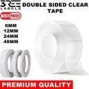 DOUBLE SIDED CLEAR STICKY TAPE DIY STRONG CRAFT ADHESIVE 6MM 12MM 24MM 48MM
