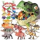 Dinosaur Toys, 45PCS Dinosaur Toy for Kids 3-5 with Dino Storage Box, Educational Realistic Dinosaur Figures to Create a Dino Jurassic World, Great Gift Toys for Boys