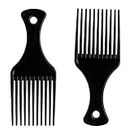 DAZISEN 2 Pcs Afro Hair Comb - Black Plastic Wide Tooth Smooth Afro Pick Comb Detangling Hair Comb for Curly, Wavy, Frizzy Hair for Men and Women