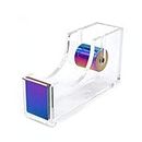 Rainbow Adhesive Tape Dispenser Clear Acrylic Body Desktop Tape Holder 1" Colorful Metal Core for Your Desk and Office Supplies