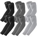 BHYTAKI 6 Pairs UV Sun Protection Arm Sleeves, UPF 50 Sports Cooling Arm Compression Sleeves for Men Women Teenager