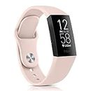 Mugust Silicone Bands Compatible with Fitbit Charge 4 Bands & Fitbit Charge 3 Bands for Women Men, Soft Straps Replacement Sport Wristbands for Fitbit Charge 4 & Fitbit Charge 4 SE & Fitbit Charge 3 & Fitbit Charge 3 SE (Sand Pink, Small)