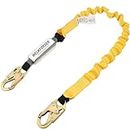 WELKFORDER 6-Foot Shock Absorber Stretchable Safety Lanyard with Double Snap Hook Connectors ANSI Z359.13-2013 Compliant Fall Protection Equipment