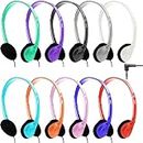 10 Pack Headphones Bulk, Adjustable Over The Head Earphones Wired Headsets with 3.5 mm Headphone Plug for School Classroom Students Children Toddler Boys Girls Teen and Adult (10 Colors)