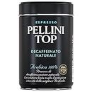 Pellini Top Descafeinado Natural, Café Descafeinado Molido para Moka con Notas de Caramelo y Chocolate, Mezcla 100% Arábica, Envase de 250g