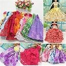 iDream Plastic Polyester Doll Accessories Wedding Gown Dress for Doll (Multicolor) (Set of 5)