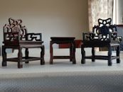 文房艺术微型家具 大红酸枝木太师椅 Chinese Suanzhi Wood Model Miniature Furniture Dollhouse Decor