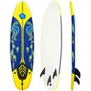 Costway 6 Feet Surfboard with 3 Detachable Fins-Yellow