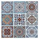 LONGKING Peel and Stick Backsplash Tile Stickers, Colorful Talavera Mexican Tile, Stick on Wall Tiles (10 Sheets)