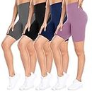 CTHH 4 Pack Biker Shorts for Women High Waist - 8" Gym Womens Shorts Spandex Workout Bike Shorts for Running