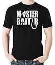 Witty Fashions Master Baiter - Funny Fisherman - Fishing Hobby - Humor Parody Novelty Men's T-Shirt (Black, Large)