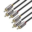 J&D Audio Video RCA Cable, Gold Plated 3 RCA Male to 3 RCA Male Stereo AV Cable Compatible with Set-Top Box, Speaker,Amplifier,DVD Player, RCA Cables, 3 Feet