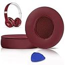 SoloWIT Earpads Cushions Replacement for Beats Solo 2 & Solo 3 Wireless On-Ear Headphones, Ear Pads with Soft Protein Leather, Added Thickness - (Burgundy)
