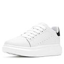 NewEndostar Women's Fashion Sneakers,Vibration Height Increase Shoes Lightweight Comfortable Casual Skateboarding Walking Shoes, White|black, 9.5