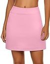 Ekouaer Skorts for Women Plus Size Longer Length Golf Apparel Two Layer Skirts with Stretchy Shorts Pink