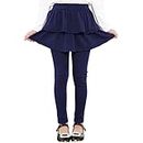 Auranso Girls Leggings with Skirt Kids Clothes Ruffle Tutu Pants Navy 4-5T