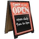 Excello Global Products A-Frame Open/Closed Sign w Chalkboard Rustic Easy to Mount Informative Business Store Restaurant Bar Double Sided Vintage Wooden Sign Decor 25x19 Inches