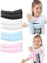V.E UV Sun Protection Arm Sleeves for Kids, UPF 50 Arm Cover for Boys & Girls Cycling, Golf, Outdoor Sports (Pack of 1) (4 Pair - Black, White, Baby Pink, Sky Blue)