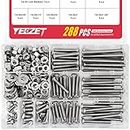 YEEZET 288pcs 1/4-20 304 Stainless Steel Bolts Screws and Nuts Assortment Kit Button Head Socket Cap Includes 9 Most Common Sizes Fully Machine Thread
