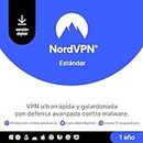 NordVPN Estándar - 1 año - VPN y software de ciberseguridad para 10 dispositivos – Bloquea malware, enlaces maliciosos y anuncios, y protege la información personal - PC/Mac/móvil [código online]