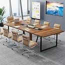Tribesigns 8FT Conference Table, 94.49 L x 47.24 W x 29.53 H Inches Large Meeting Table/Podcast Table for 10 People, Business Style Wooden Training Table with Strong Metal Frame for Office Conference