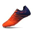 TURAFO Professional Mens Womens Track and Field Shoes Spikes Track Race Jumping Sneakers Running Sneakers Orange